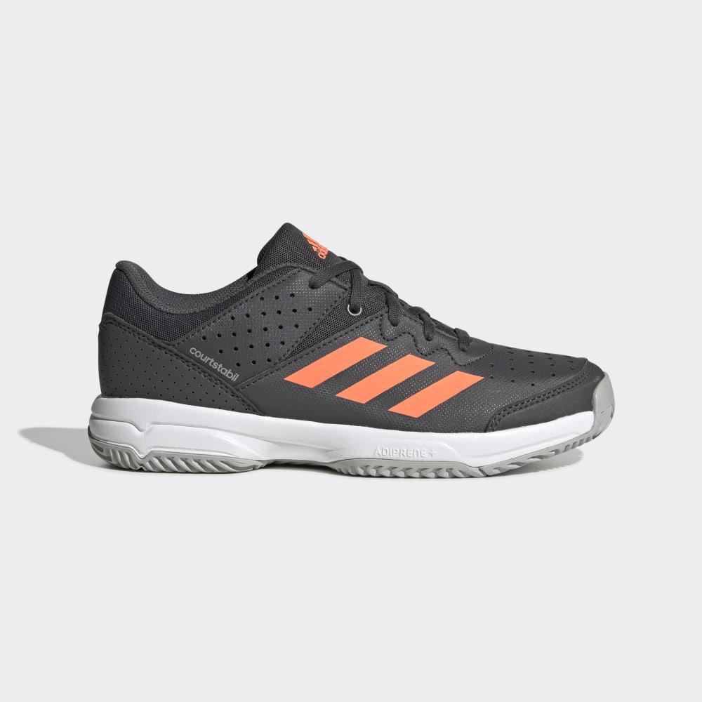 Adidas Boys' Court Stabil Handball Shoes Grey/Coral/Grey Ireland EH2557